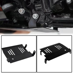 VPZMT installation-ready skid plate with sleek black finish on Harley bikes