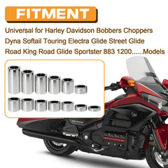 VPZMT universal Harley spacer kit in use on a bobber for adjustable alignment.
