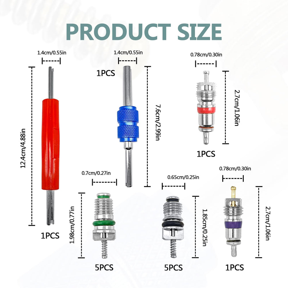 Vrasly R134a green valve cores color-coded for fast identification and sealing