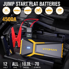 VTOMAN V10 Pro with rugged case in trunk for ready roadside power.