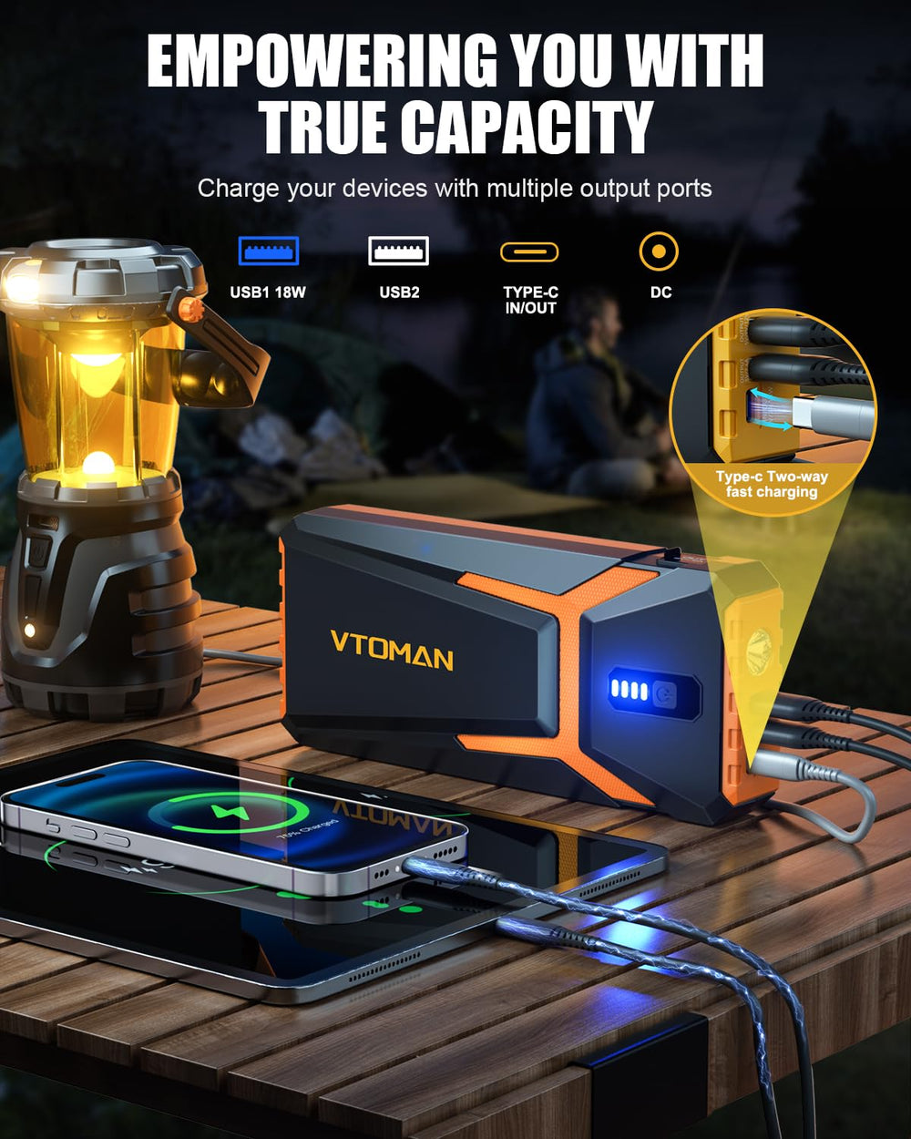 VTOMAN V10 smart jumper cable uses all-metal clamps for reliable connections.