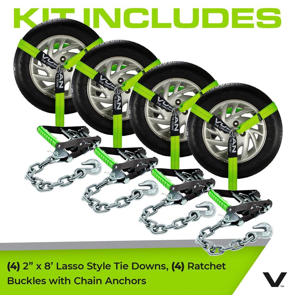 VULCAN chain anchors compatible with rails, D-rings and stake pockets.