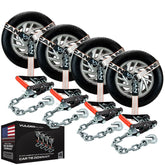 VULCAN Silver Series tie-down with chain anchors for secure transport.