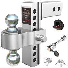 Vullteeon 8 inch adjustable drop hitch for level towing on heavy trailers.