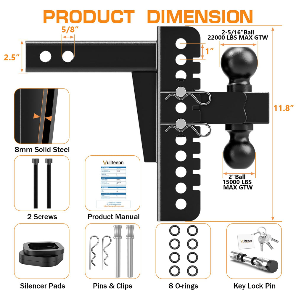 Anti-theft pin design enhances security when hitching in public spaces.