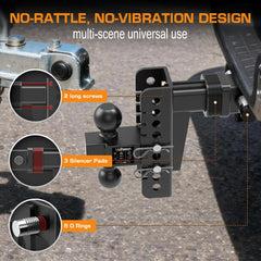 Vullteeon no-rattle design reduces hitch noise for calmer towing.