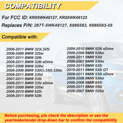 Vurkcy KR55WK49127 key fob back view shows durable shell for BMW.