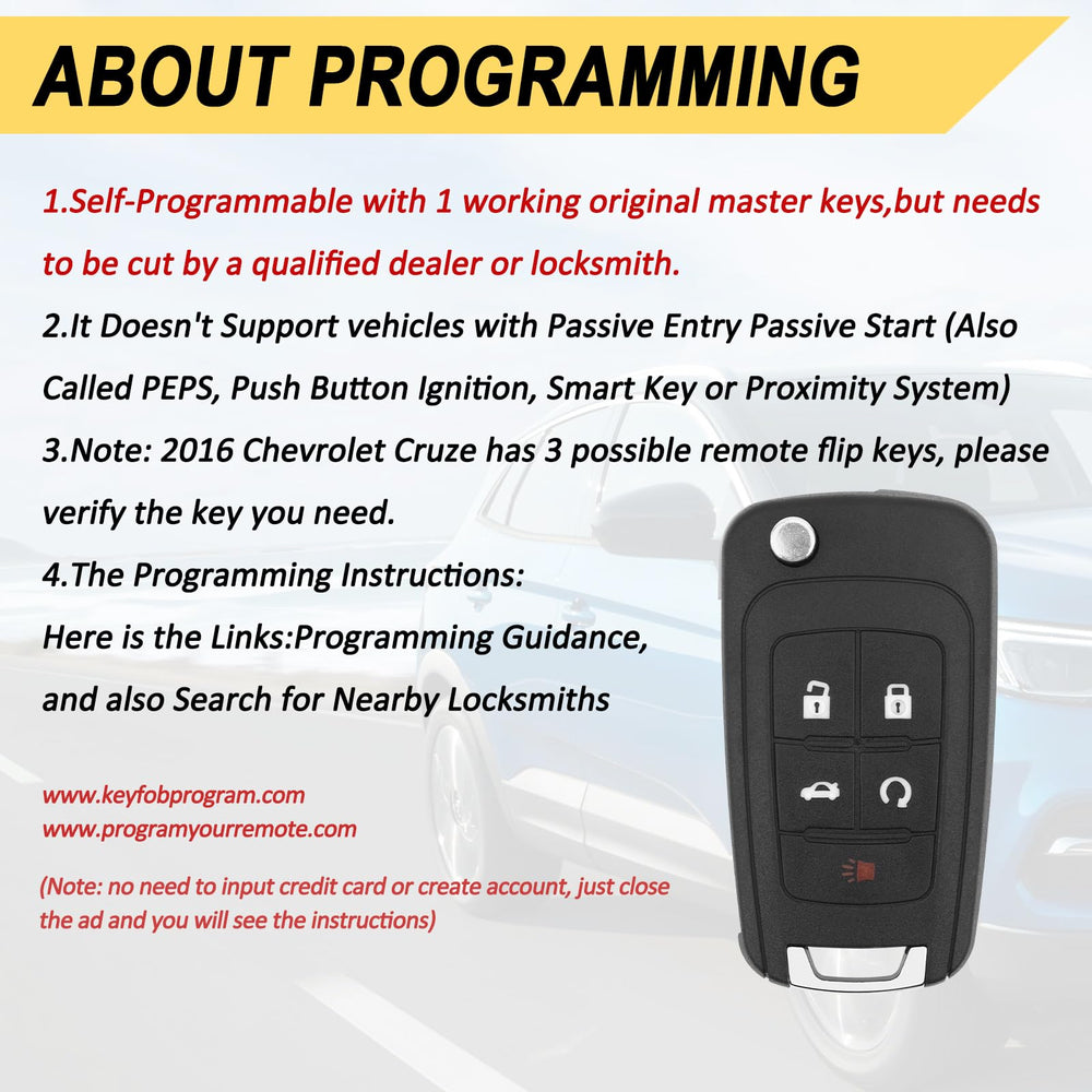 Vurkcy Chevy Cruze key fob 2-pack with easy replacement.
