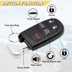 Vurkcy key fob back view showing button layout and casing.