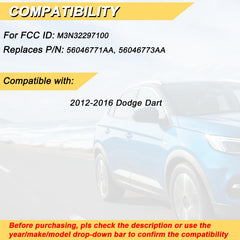 Vurkcy Dodge Dart key fob back view showing button layout.