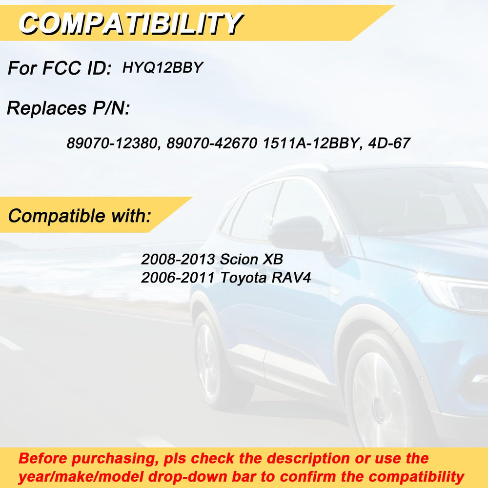 Vurkcy key fob for Toyota XB remote, quick replacement option.