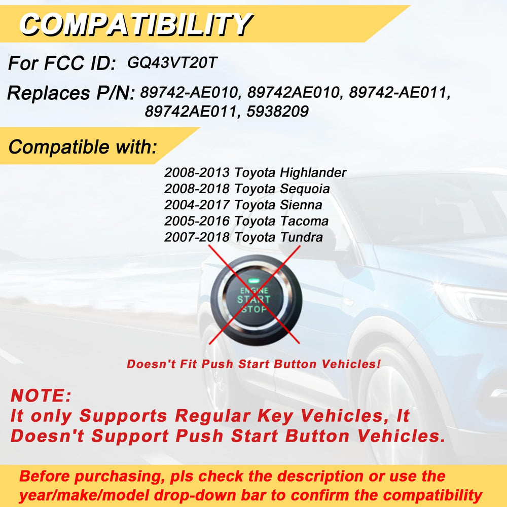 Vurkcy key fob for Toyota Sequoia ready for replacement remote access.