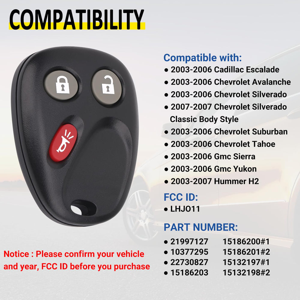 Vurkcy keyless remote fob rear view showing button layout.