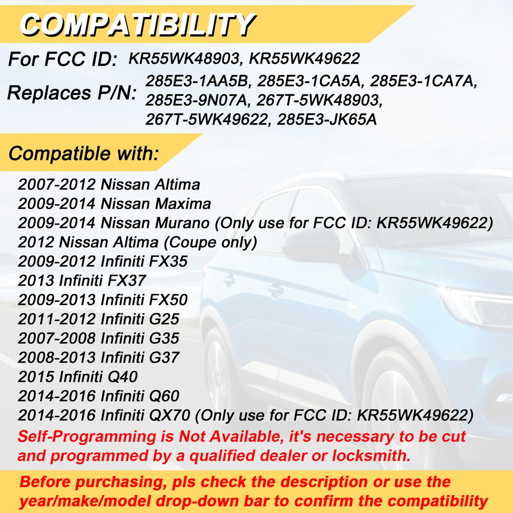 Vurkcy Nissan Maxima key fob replacement with two remotes for easy swap