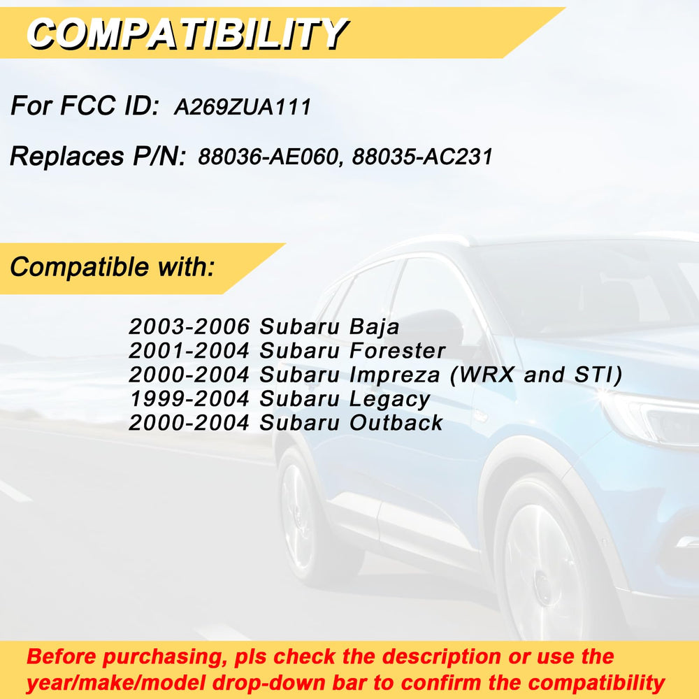 Vurkcy Subaru Baja remote back view, compatible shell for confident swap.