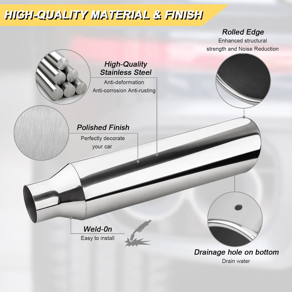 Vurkcy tailpipe polished surface showing bright stainless steel shine.