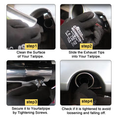 Vurkcy universal exhaust tailpipe compatibility fits most 4-inch systems.