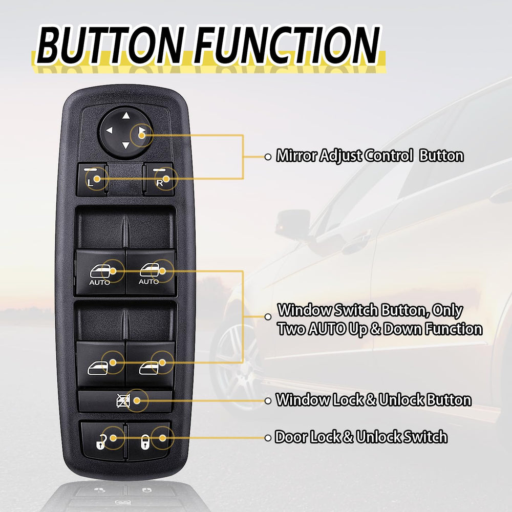 Vurkcy window switch assembly close-up shows quality materials for Dodge Ram.