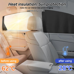 VVAG rear window curtain left provides privacy on trips