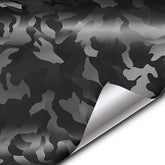 VViViD stealth camouflage wrap in black enables bubble-free installs on vehicles.