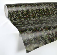 VViViD camouflage vinyl conforms to curves for easy setup on vehicles.