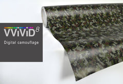 VViViD camouflage vinyl demonstrates its stretch for easy curved-surface installation.
