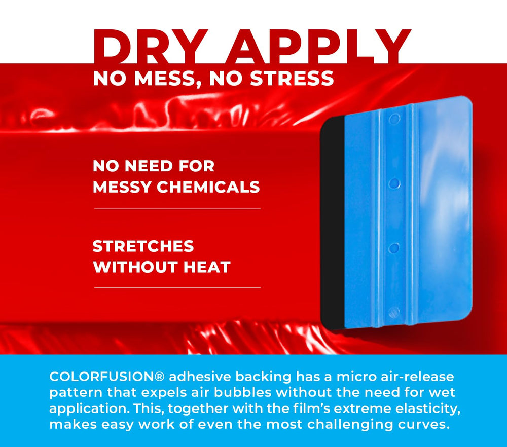 VViViD ColorFusion dry-apply area on hood demonstrates crisp edges.