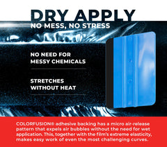 VViViD ColorFusion PPF with nano air-release reduces bubble risk.