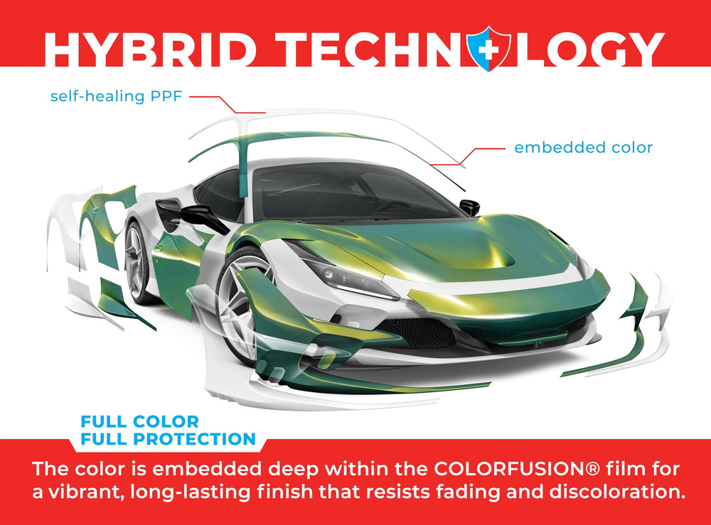 VViViD ColorFusion PPF Thunder Green self-healing after heat for scratches and wear.