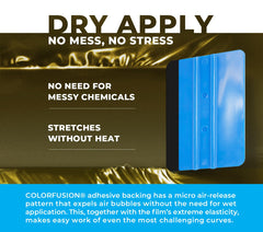 Self-healing ColorFusion film reduces visible scratches with heat treatment.