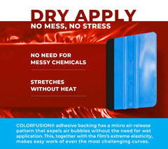 VViViD ColorFusion PPF wet application areas reduces bubbles on large surfaces.
