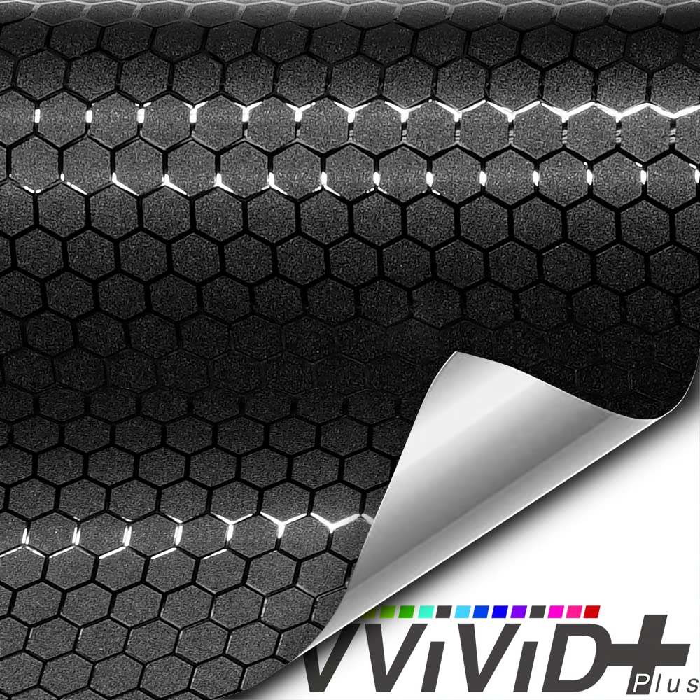 VViViD Honeycomb Matte Black hex-pattern closeup highlights premium texture and color depth for customization.
