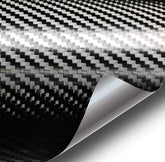 VViViD+ black carbon fiber wrap roll shown for vehicle branding and wraps