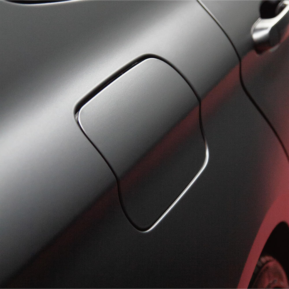 VVIVID+ matte metallic black wrap resisting water and chemicals