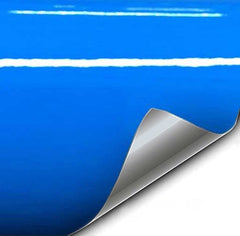 VViViD+ premium gloss Smurf Blue wrap roll for quick vehicle customization.