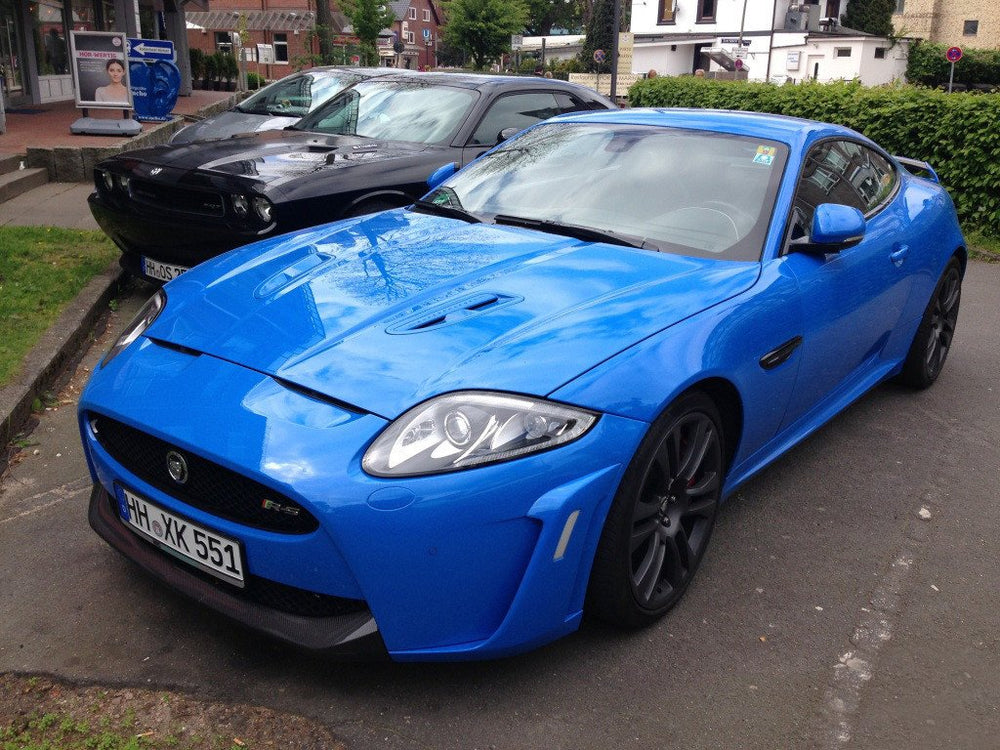 VViViD Smurf Blue gloss wrap outdoors shows durable finish against elements.