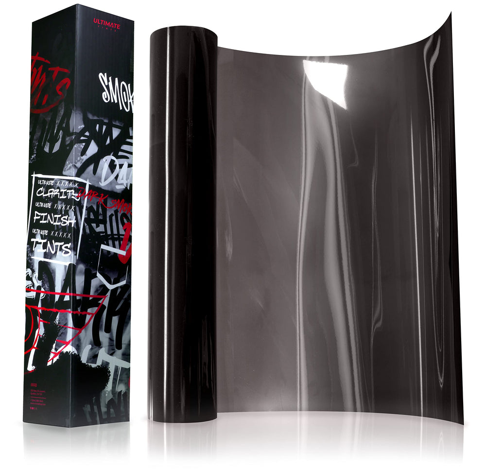 VViViD+ gloss headlight tint close-up showing showroom-quality shine.