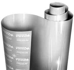 VViViD Ultra Gloss wrap roll closeup showing a showroom-like silver finish.