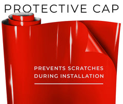 Close-up showing deep gloss depth of VViViD Racing Red wrap