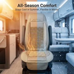 Vyonix RV seat cover ready for travel; easy to install and stays in place