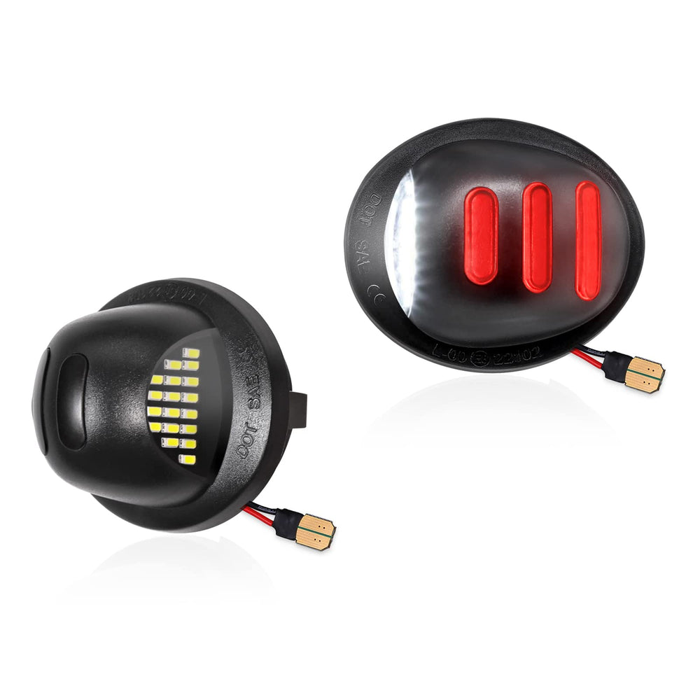 VZ4X4 red OLED neon license plate light, front view, boosts nighttime visibility.