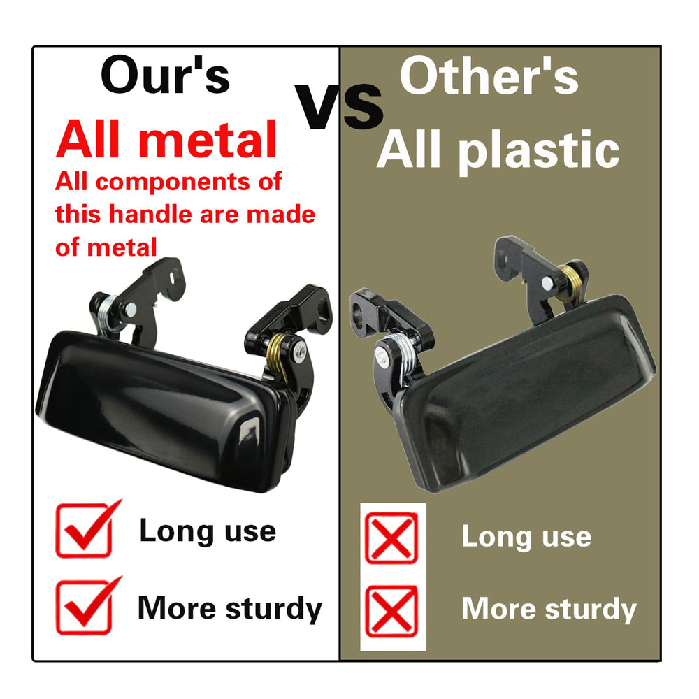 VZB 2pcs all-metal exterior door handle side view, rust-resistant exterior replacement option.