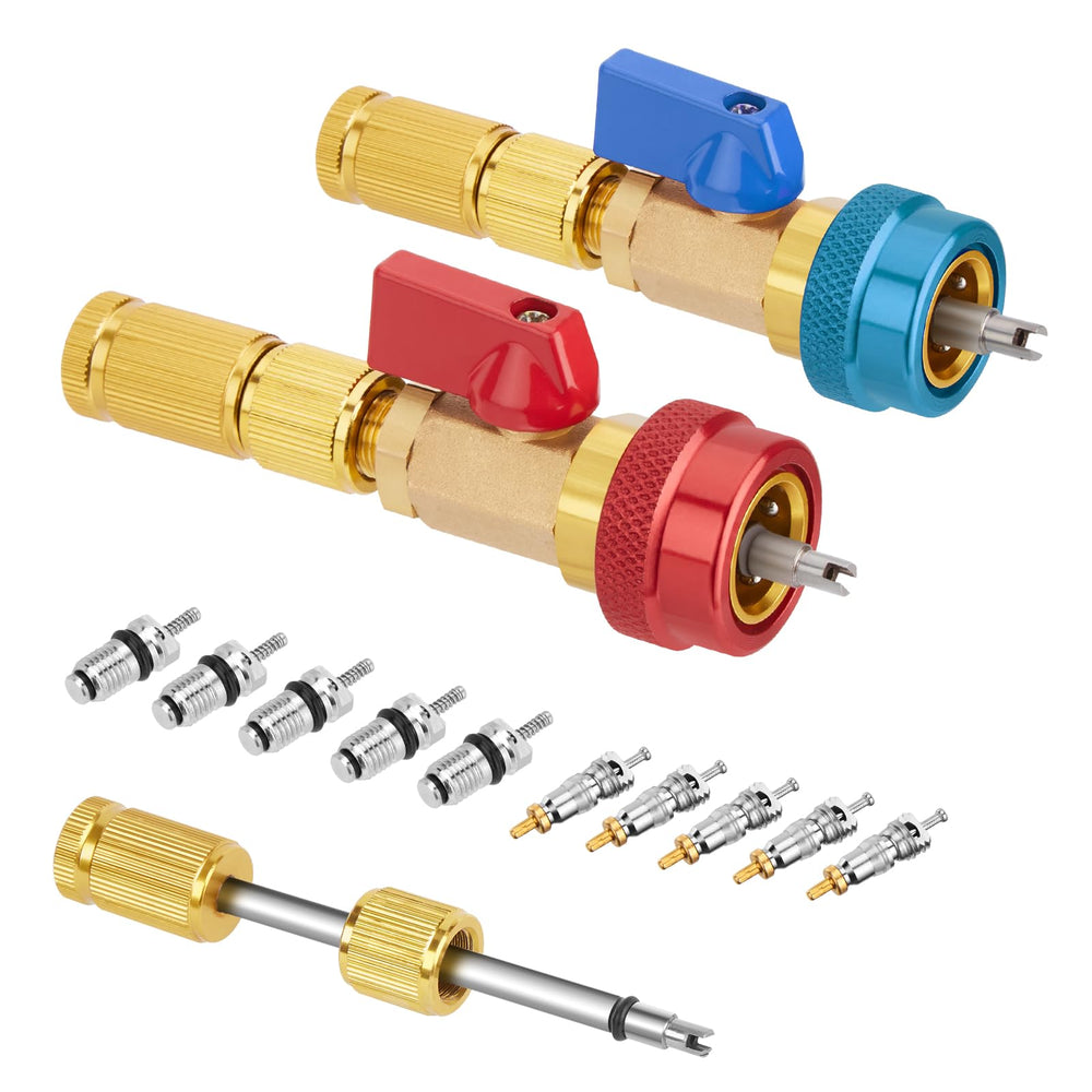 WADEO R134A valve core remover assembly with secure grip for precise valve extraction.