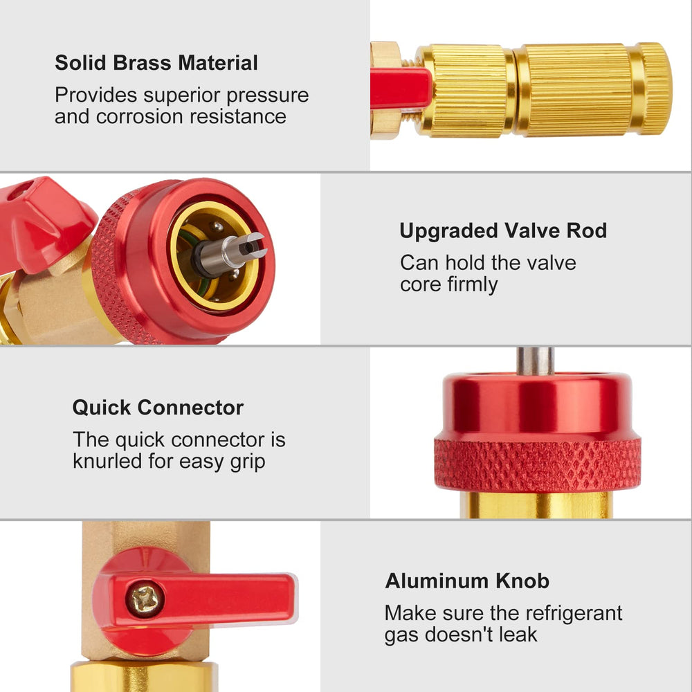 WADEO R134A valve core remover brass body design for durability.