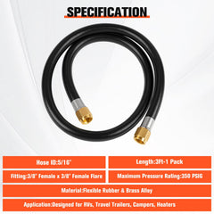 Wadoy 3-8-in flare to 3-8-in flare hose for versatile connections.