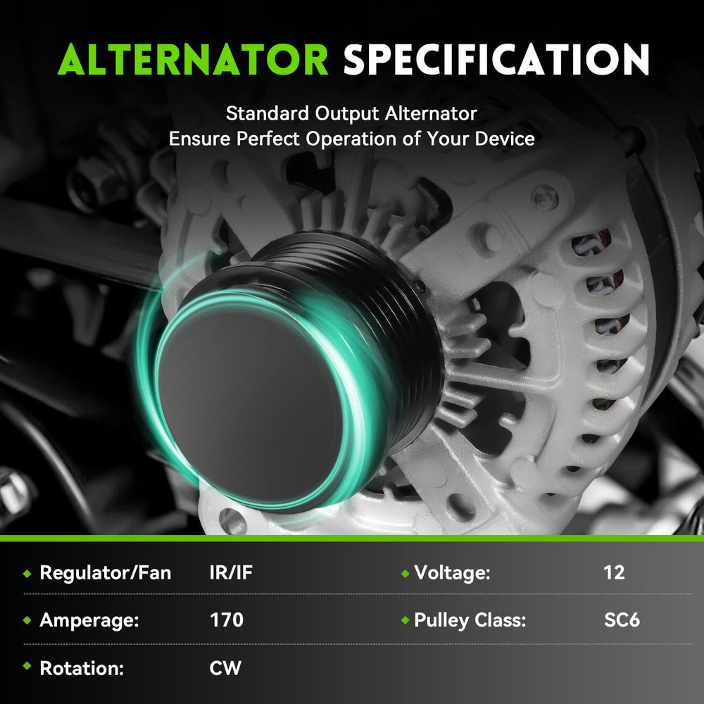 WAGSON 170Amp alternator side view showing compact profile and mounting points