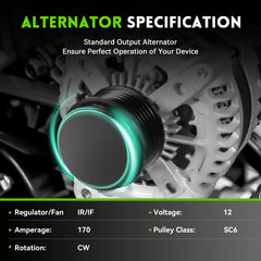 WAGSON 170Amp alternator side view showing compact profile and mounting points