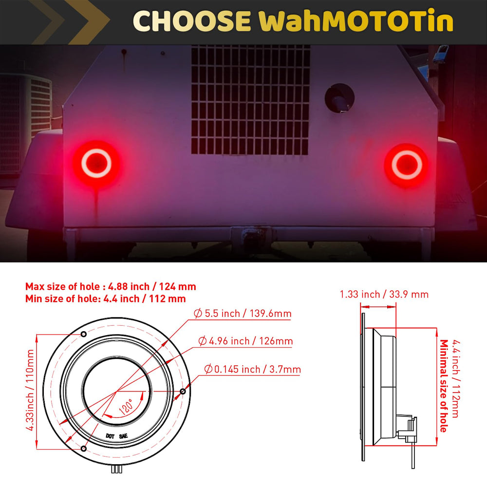 WahMOTOTin 12V DC truck and trailer light set with easy wiring harness.