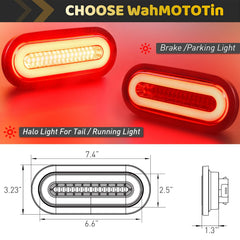 WahMOTOTin 6-inch oval LED halo light close-up showing 52 LEDs