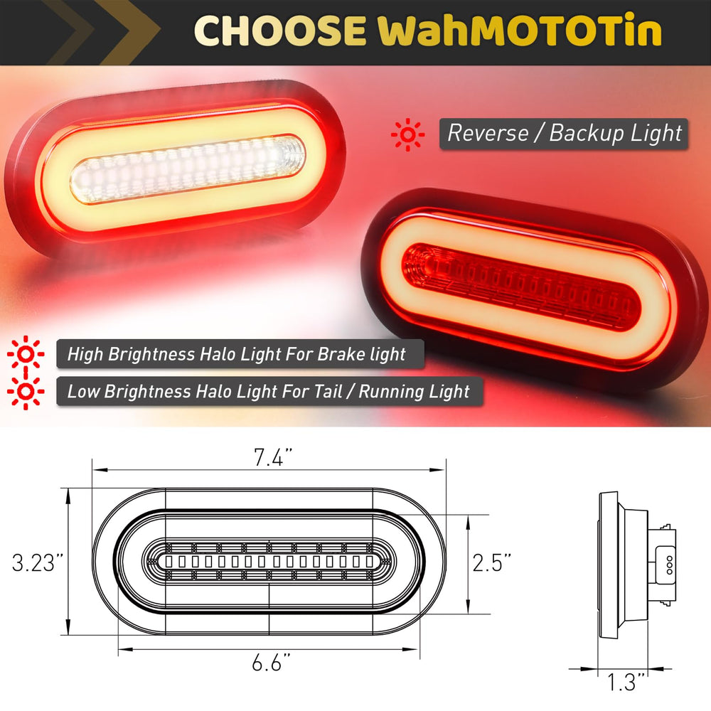WahMOTOTin smoked-lens 6-inch oval reverse-light aids safe backing in tight spaces